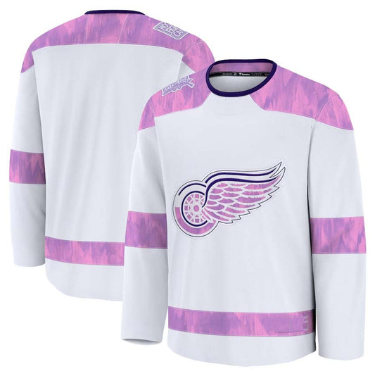 D.Red Wings Fanatics 2024 Hockey Fights Cancer Practice Jersey - White Stitched American Hockey Jersey UNEC