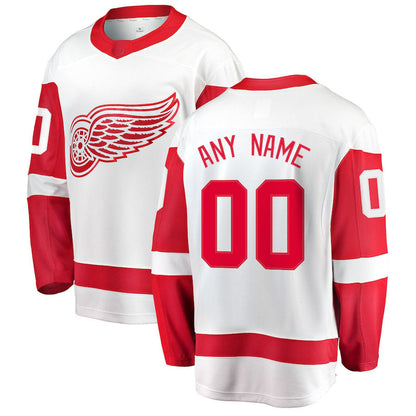 Custom D.Red Wings Fanatics Branded Away Breakaway Jersey White Stitched American Hockey Jersey UNEC