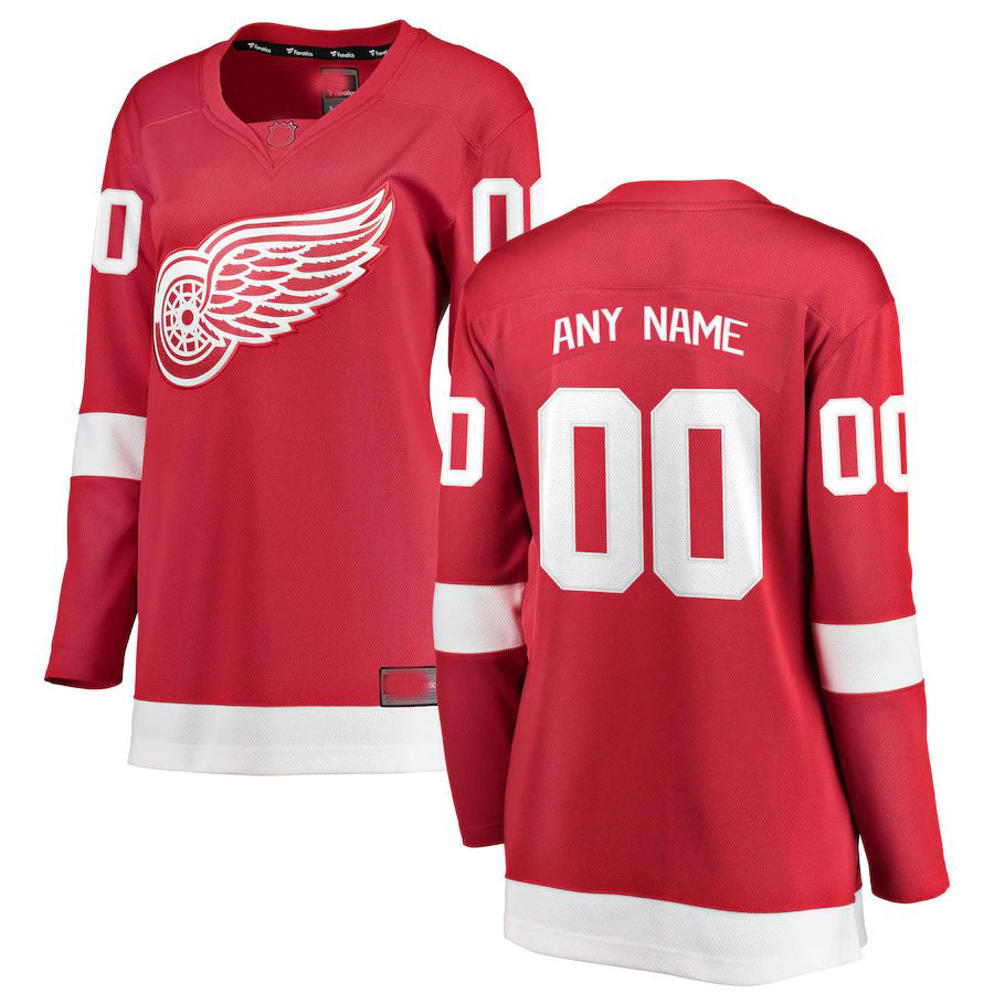 Custom D.Red Wings Fanatics Branded Home Breakaway Jersey Red Stitched American Hockey Jersey UNEC