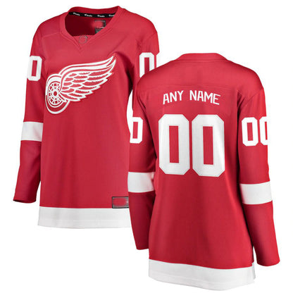 Custom D.Red Wings Fanatics Branded Home Breakaway Jersey Red Stitched American Hockey Jersey UNEC
