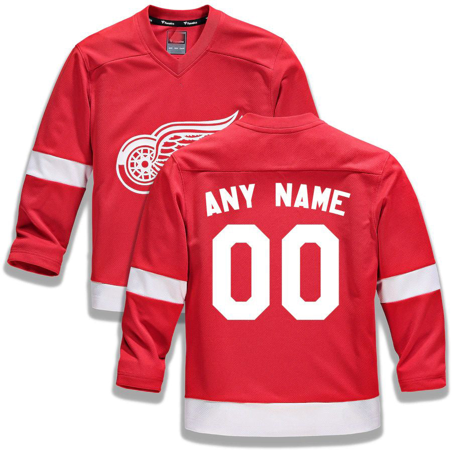 Custom D.Red Wings Fanatics Branded Home Replica Jersey Red Stitched American Hockey Jersey UNEC