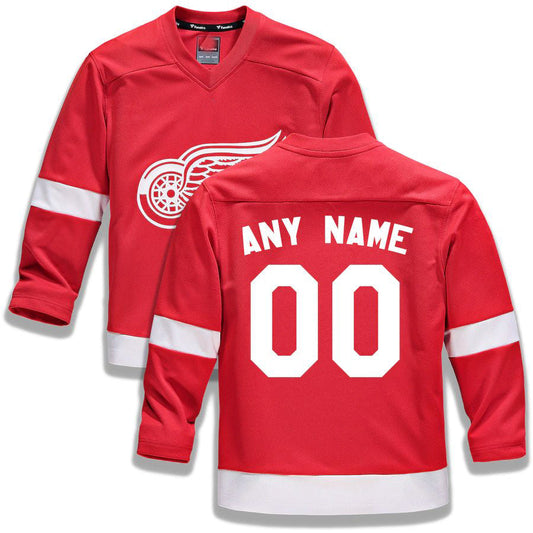 Custom D.Red Wings Fanatics Branded Home Replica Jersey Red Stitched American Hockey Jersey UNEC