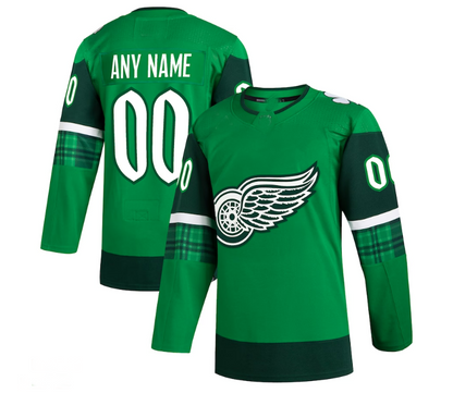 Custom D.Red Wings 2023 St. Patrick's Day Primegreen Authentic Custom Jersey - Kelly Green Stitched American Hockey Jersey UNEC