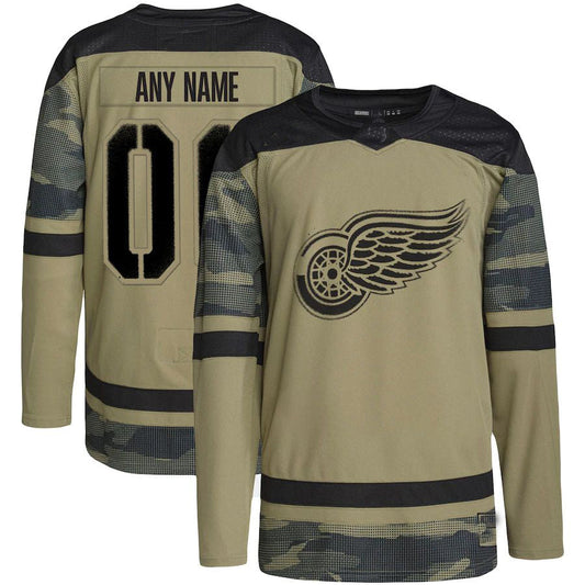 Custom D.Red Wings Military Appreciation Team Authentic Practice Jersey Camo Stitched American Hockey Jersey UNEC