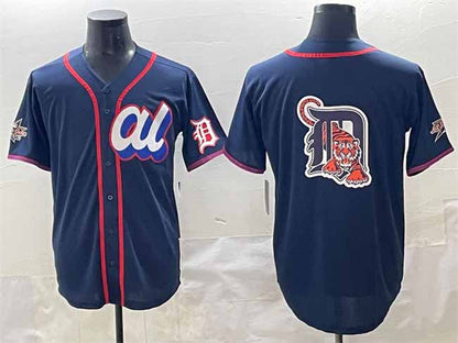 Detroit Tigers American League Team Big Logo Navy 2025 All-Star Edition Limited Stitched Baseball Jersey