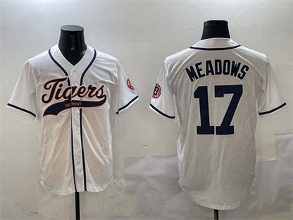 Detroit Tigers #17 Parker Meadows White With Patch Cool Base Stitched Baseball Jersey