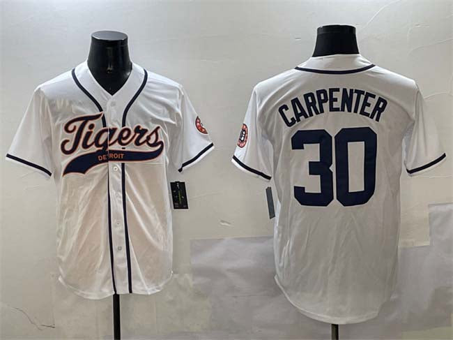 Detroit Tigers #30 Kerry Carpenter White With Patch Cool Base Stitched Baseball Jersey