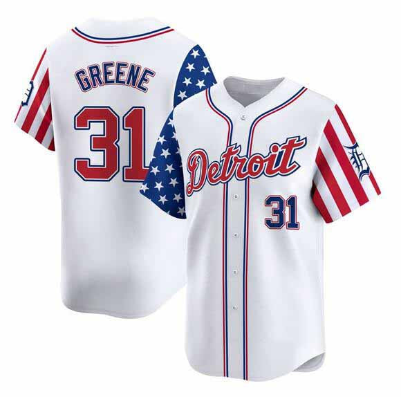 Detroit Tigers #31 Riley Greene White 2025 Independence Day Vapor Premier Limited Stitched Baseball Jersey