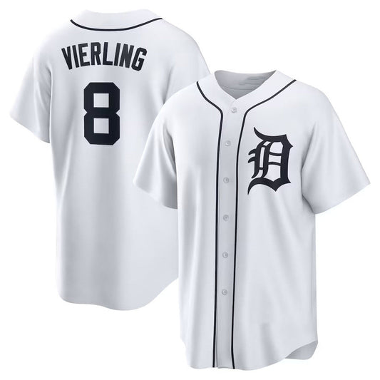 Detroit Tigers #8 Matt Vierling Home Replica Jersey - White Stitched Baseball Jersey