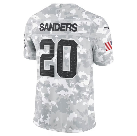 D.Lions #20 Barry Sanders Arctic Camo 2024 Salute to Service Limited Stitched American Football Jerseys