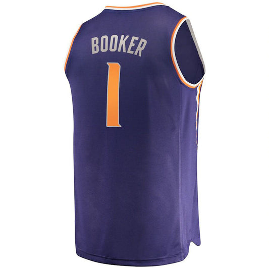 P.Suns #1 Devin Booker Fanatics Branded Fast Break Replica Player Jersey Icon Edition Purple Stitched American Basketball Jersey UNEC