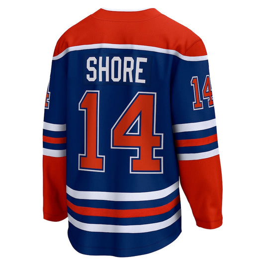 E.Oilers #14 Devin Shore Fanatics Branded Home Breakaway Player Jersey  Royal Stitched American Hockey Jersey UNEC
