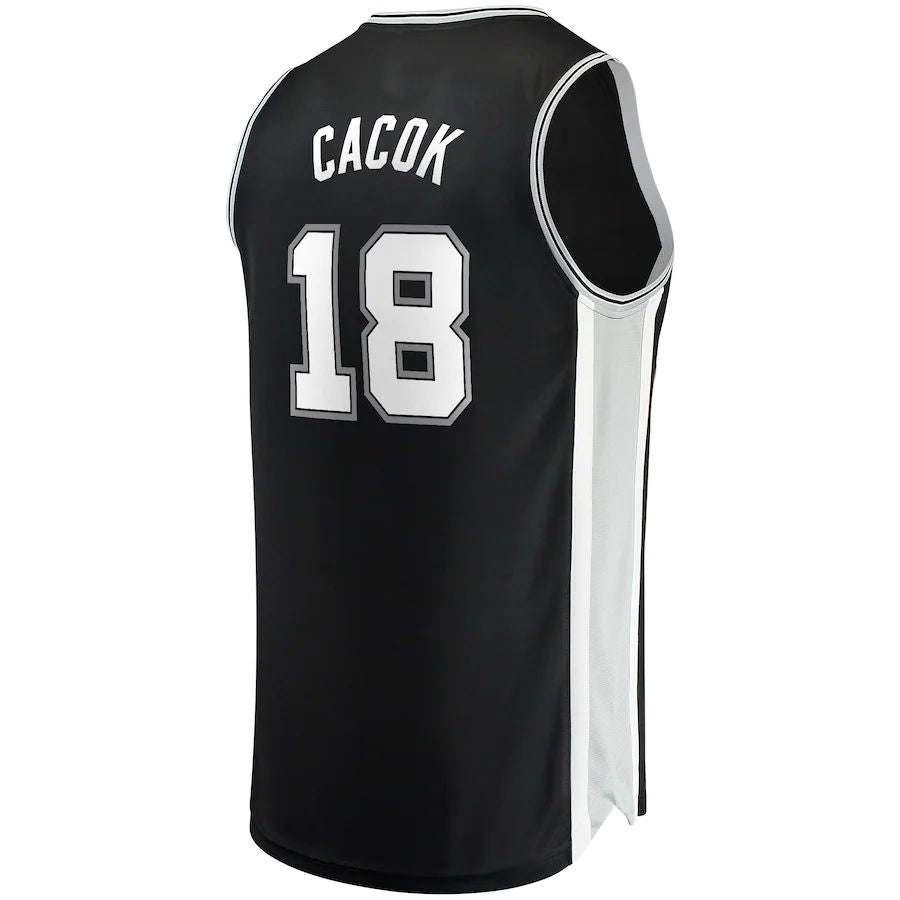 S.Antonio Spurs #18 Devontae Cacok Fanatics Branded  2021-22 Fast Break Replica Jersey  Icon Edition Black Stitched American Basketball Jersey UNEC