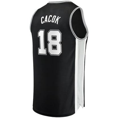 S.Antonio Spurs #18 Devontae Cacok Fanatics Branded  2021-22 Fast Break Replica Jersey  Icon Edition Black Stitched American Basketball Jersey UNEC