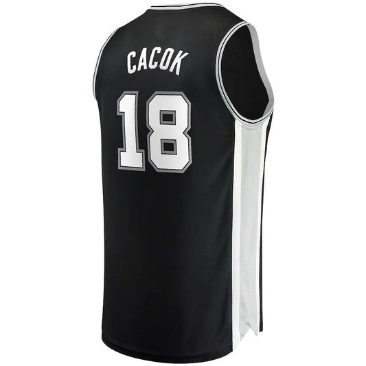 S.Antonio Spurs #18 Devontae Cacok Fanatics Branded  2021-22 Fast Break Replica Jersey  Icon Edition Black Stitched American Basketball Jersey UNEC