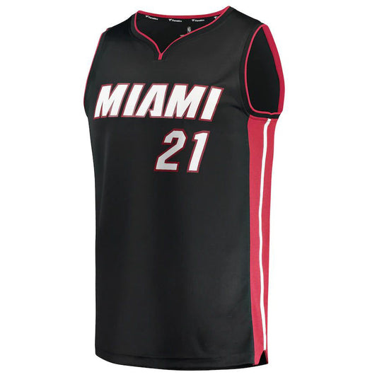M.Heat #21 Dewayne Dedmon Fanatics Branded  2021-22 Fast Break Replica Jersey Icon Edition Black Stitched American Basketball Jersey UNEC