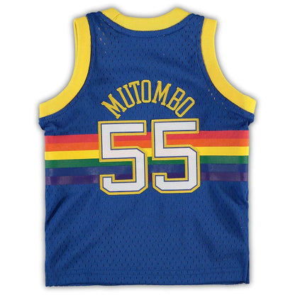 D.Nuggets #55 Dikembe Mutombo Mitchell & Ness Infant Retired Player Jersey Royal Stitched American Basketball Jersey UNEC