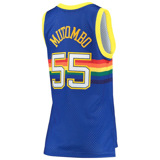 D.Nuggets #55 Dikembe Mutombo Mitchell & Ness Royal 1991-92 Hardwood Classics Swingman Jersey Royal Stitched American Basketball Jersey UNEC