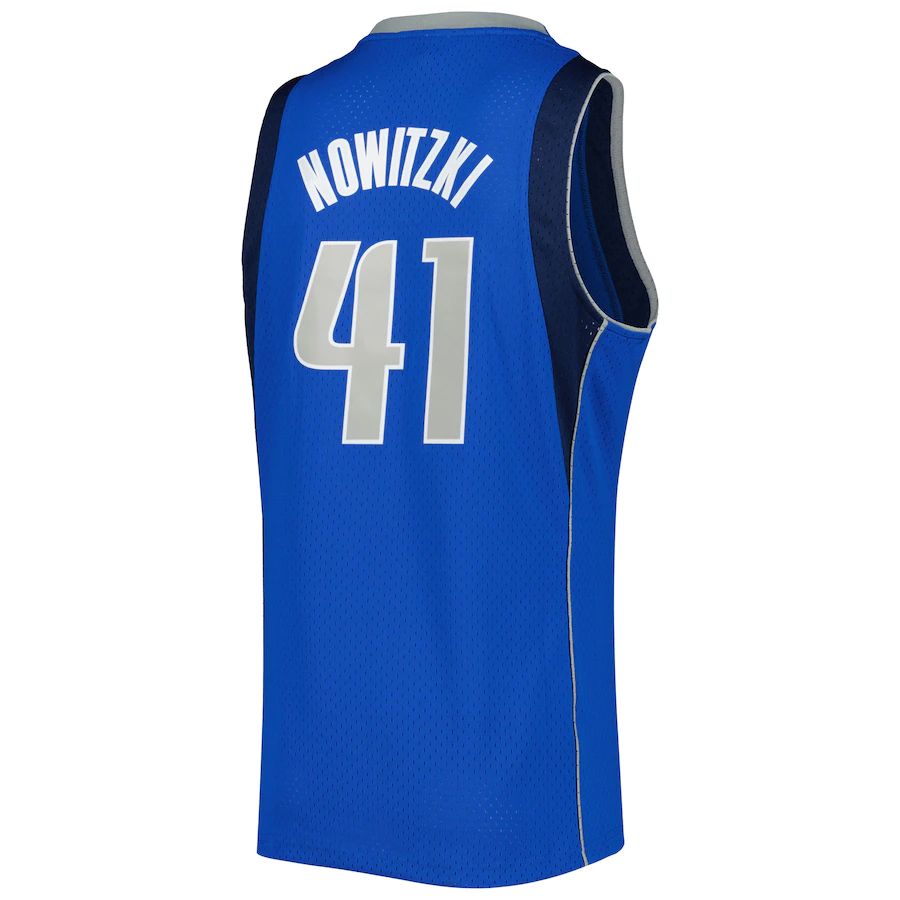 D.Mavericks #41 Dirk Nowitzki Mitchell & Ness 2010-11 Hardwood Classics Swingman Jersey Blue Stitched American Basketball Jersey UNEC