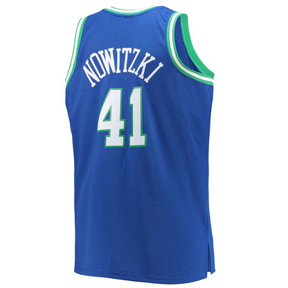 D.Mavericks #41 Dirk Nowitzki Mitchell & Ness Big & Tall 1998-99 Hardwood Classics Swingman Jersey Blue Stitched American Basketball Jersey UNEC