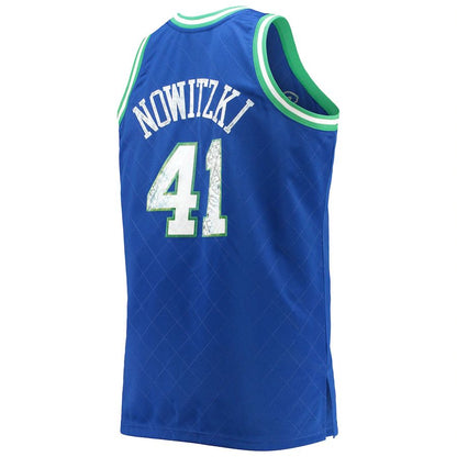D.Mavericks #41 Dirk Nowitzki Mitchell & Ness Big & Tall 1998-99 75th Anniversary Diamond Swingman Jersey Royal Stitched American Basketball Jersey UNEC