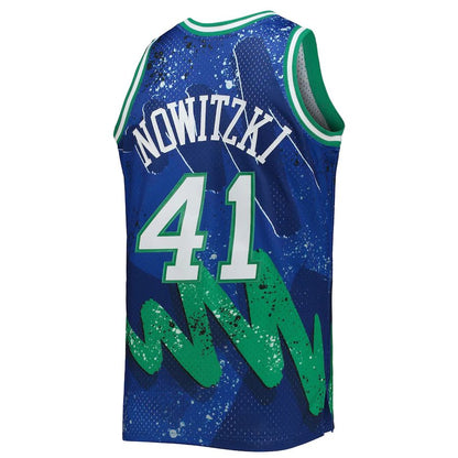 D.Mavericks #41 Dirk Nowitzki Mitchell & Ness Hardwood Classics 1998-99 Hyper Hoops Swingman Jersey Blue Stitched American Basketball Jersey UNEC