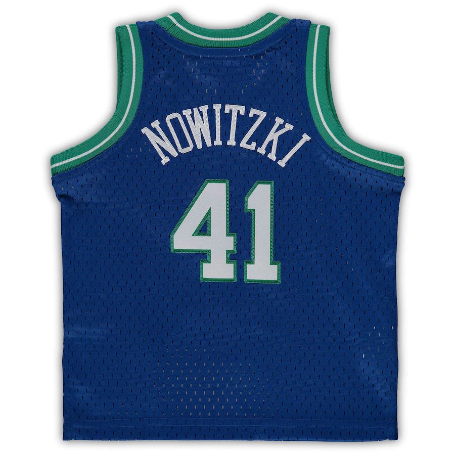 D.Mavericks #41 Dirk Nowitzki Mitchell & Ness Infant 1998-99 Hardwood Classics Retired Player Jersey Blue Stitched American Basketball Jersey UNEC