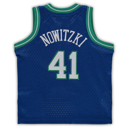 D.Mavericks #41 Dirk Nowitzki Mitchell & Ness Infant 1998-99 Hardwood Classics Retired Player Jersey Blue Stitched American Basketball Jersey UNEC