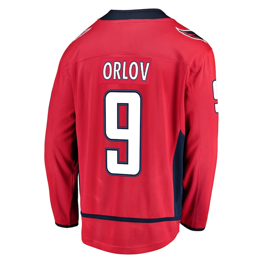 W.Capitals #9 Dmitry Orlov Fanatics Branded Home Breakaway Player Jersey Red Stitched American Hockey Jersey UNEC