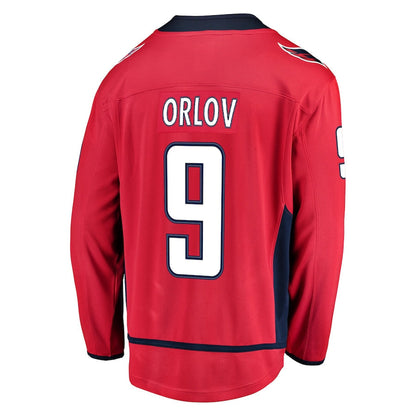 W.Capitals #9 Dmitry Orlov Fanatics Branded Home Breakaway Player Jersey Red Stitched American Hockey Jersey UNEC