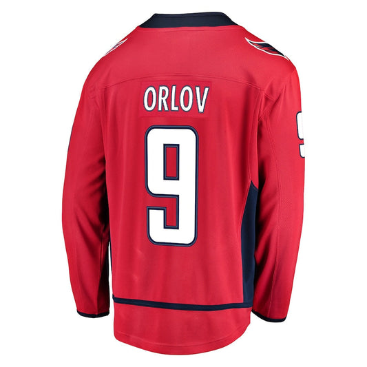 W.Capitals #9 Dmitry Orlov Fanatics Branded Home Breakaway Player Jersey Red Stitched American Hockey Jersey UNEC