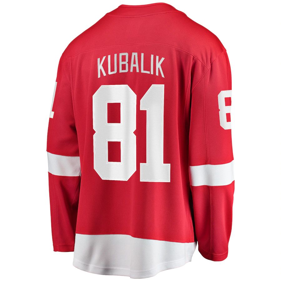 D.Red Wings #81 Dominik Kubalik Fanatics Branded Home Breakaway Player Jersey Red Stitched American Hockey Jersey UNEC