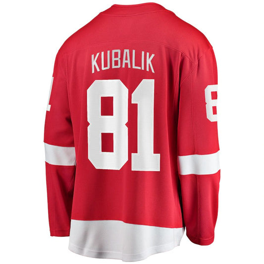 D.Red Wings #81 Dominik Kubalik Fanatics Branded Home Breakaway Player Jersey Red Stitched American Hockey Jersey UNEC