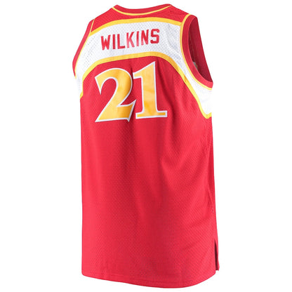 A.Hawks #21 Dominique Wilkins Mitchell & Ness Big & Tall Hardwood Classics Jersey Red Stitched American Basketball Jersey UNEC