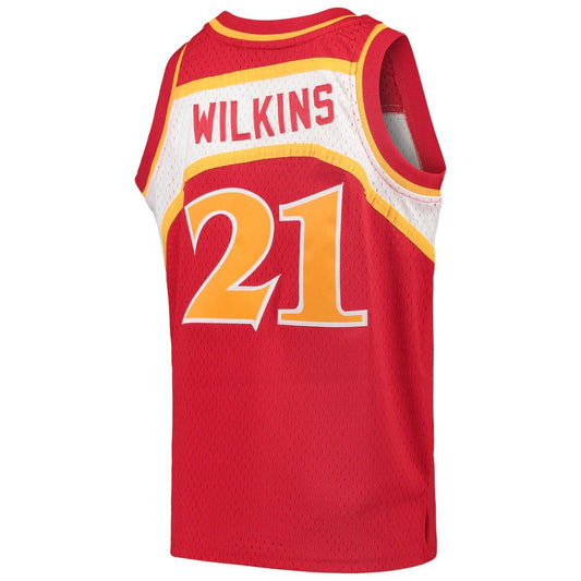 A.Hawks #21 Dominique Wilkins Mitchell & Ness 1986-87 Hardwood Classics Swingman Throwback Jersey Red Stitched American Basketball Jersey UNEC