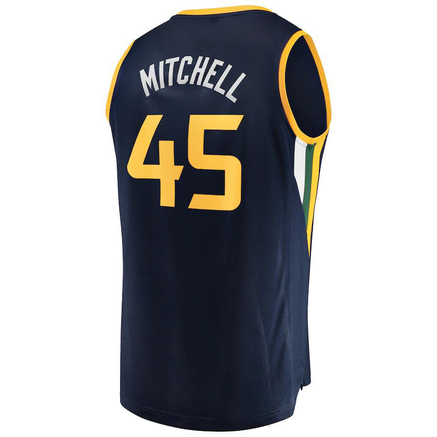 U.Jazz #45 Donovan Mitchell Fanatics Branded Fast Break Player Replica Jersey Icon Edition Navy Stitched American Basketball Jersey UNEC
