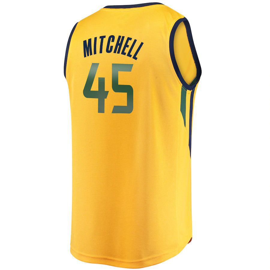 U.Jazz #45 Donovan Mitchell Fanatics Branded Fast Break Replica Jersey Gold Statement Edition Stitched American Basketball Jersey UNEC