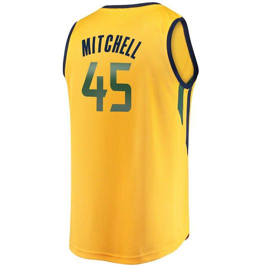 U.Jazz #45 Donovan Mitchell Fanatics Branded Fast Break Replica Jersey Gold Statement Edition Stitched American Basketball Jersey UNEC
