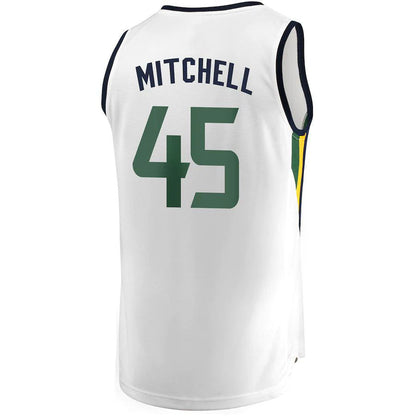 U.Jazz #45 Donovan Mitchell Fanatics Branded Fast Break Replica Jersey White Association Edition Stitched American Basketball Jersey UNEC