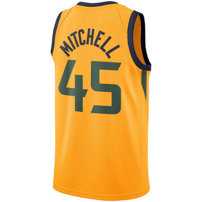 U.Jazz #45 Donovan Mitchell Replica Swingman Jersey Gold Statement Edition Stitched American Basketball Jersey UNEC