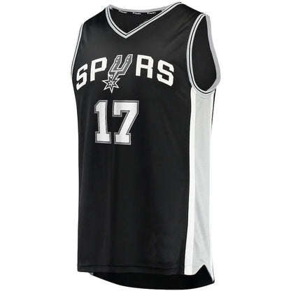 S.Antonio Spurs #17 Doug McDermott Fanatics Branded  2021-22 Fast Break Replica Jersey Black Stitched American Basketball Jersey UNEC