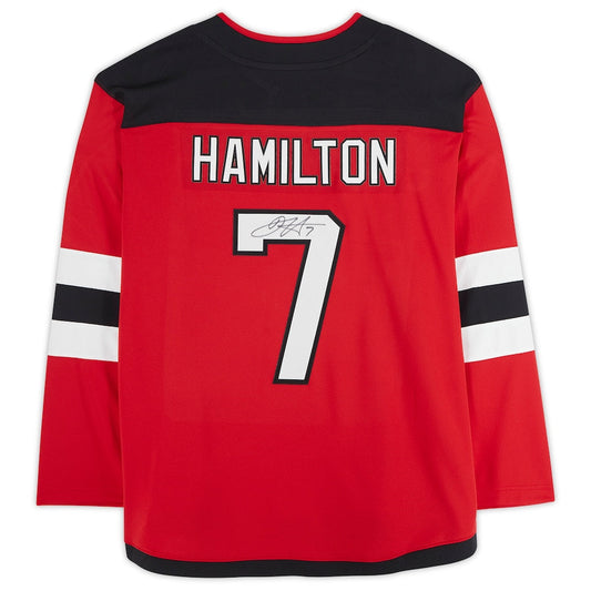 NJ.Devils #7 Dougie Hamilton Fanatics Authentic Autographed Fanatics Breakaway Jersey Red Stitched American Hockey Jersey UNEC