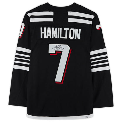 NJ.Devils #7 Dougie Hamilton Fanatics Authentic Autographed Black Stitched American Hockey Jersey UNEC