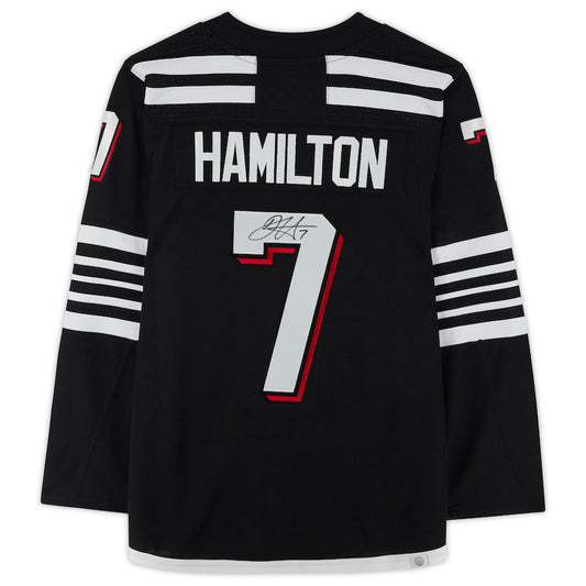 NJ.Devils #7 Dougie Hamilton Fanatics Authentic Autographed Black Stitched American Hockey Jersey UNEC