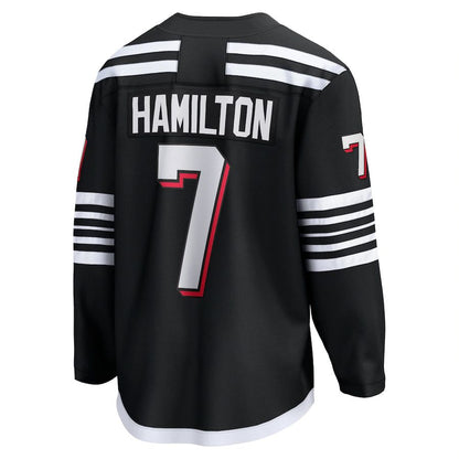 NJ.Devils #7 Dougie Hamilton Fanatics Branded Alternate Premier Breakaway Player Jersey Black Hockey Jersey UNEC