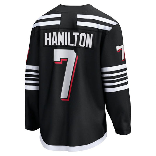 NJ.Devils #7 Dougie Hamilton Fanatics Branded Alternate Premier Breakaway Player Jersey Black Hockey Jersey UNEC