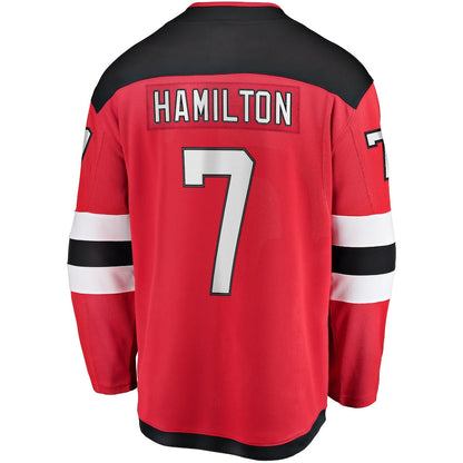 NJ.Devils #7 Dougie Hamilton Fanatics Branded Home Premier Breakaway Player Jersey Red Stitched American Hockey Jersey UNEC