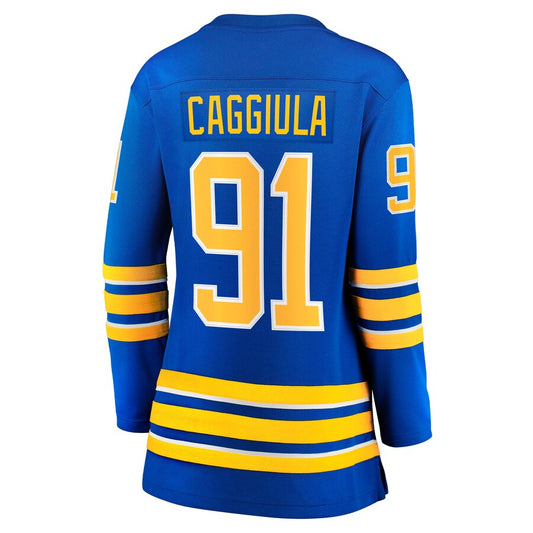 B.Sabres #91 Drake Caggiula Fanatics Branded Home Breakaway Player Jersey Royal Stitched American Hockey Jersey UNEC