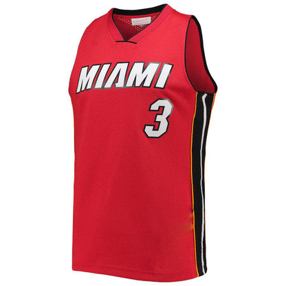 M.Heat #3 Dwyane Wade Mitchell & Ness Big & Tall Hardwood Classics 2005-06 Swingman Jersey Red Stitched American Basketball Jersey UNEC