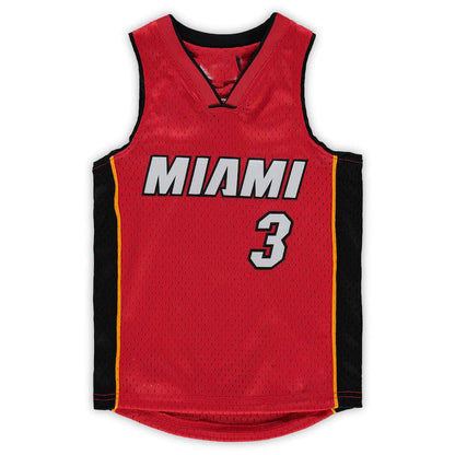 M.Heat #3 Dwyane Wade Mitchell & Ness Preschool 2005-06 Hardwood Classics Player Jersey  Red Stitched American Basketball Jersey UNEC